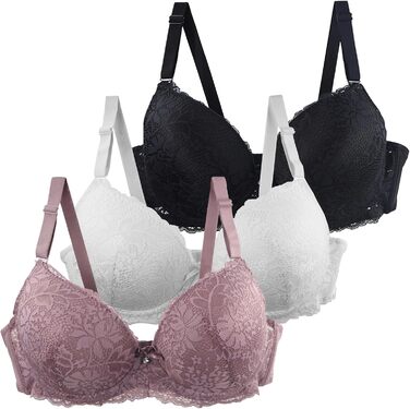 CSKJ Набір з 3-х спортивних бюстгальтерів для великих грудей. Класичний мереживний бюстгальтер з підтримкою, без кісточок, регульовані бретелі, м'який, безшовний, з підкладкою. Ідеально підходить для йоги, занять спортом та повсякденного носіння.