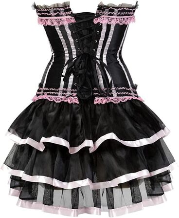 Корсет-бюстгальтер для дівчаток та жінок, рожевий, з мереживом, стильний топ-корсет з спідницею