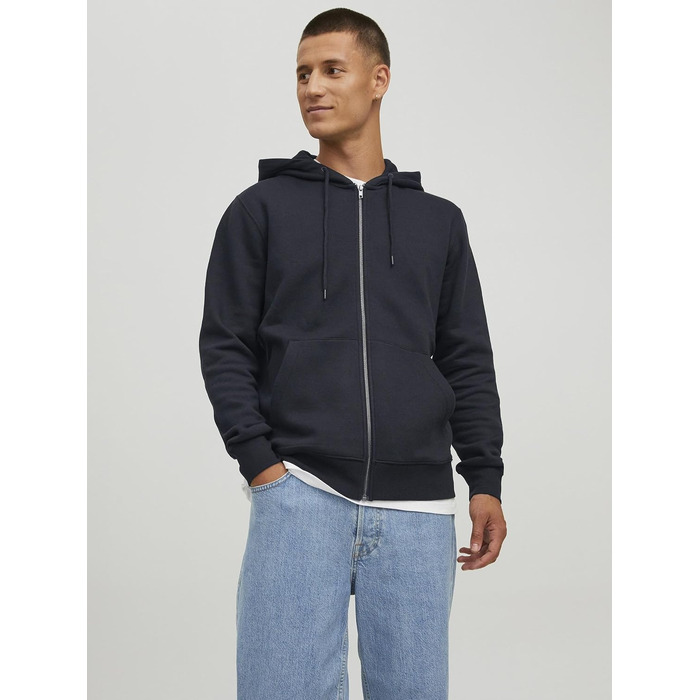 Чоловіча однотонна куртка-худі з капюшоном JACK & JONES, чорна, розмір M
