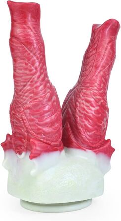 Двофалічний секс-іграшка Jixaxe з силікону, червона (для вагінальної та анальної стимуляції)