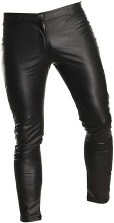 Чоловічі шкіряні штани Lederhosen Slim Fit, чорні - для костюмів та косплею