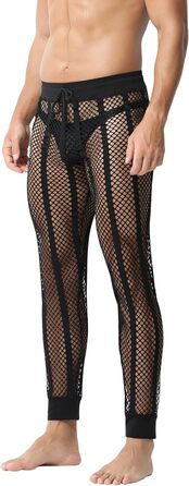 Чоловічі прозорі шорти/легінси FEOYA з сітки для дому, спорту та сну (XL, Чорний)