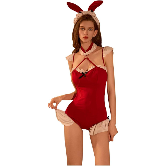 Сексуальна жіноча нічна сорочка-боді Babydoll з V-подібним вирізом для святкування Дня Святого Валентина та Різдва, безшовна, універсальний розмір
