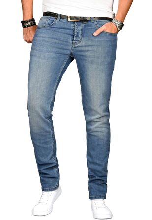 Чоловічі джинси Slim Fit ALESSANDRO SALVARINI з еластичним денімом, Washed, сині (34W / 32L)