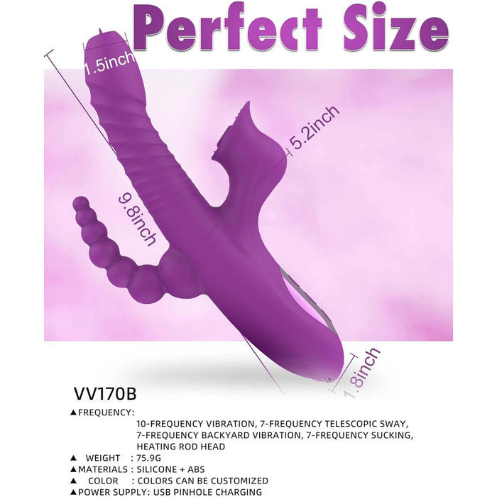 Вібратор LYAMais 5-в-1 для жінок та пар: кліторальний, G-Spot, анальний стимулятор, 7 режимів