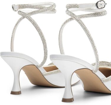 Жіночі туфлі Dream Pairs на низьких підборах (kitten heels) з декором у вигляді стразового банта, білі, розмір 43 EU