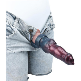 Секс-іграшка для чоловіків: реалістичний пеніс-маншет з потовщеним кільцем, для збільшення та подовження, з рідкого силікону