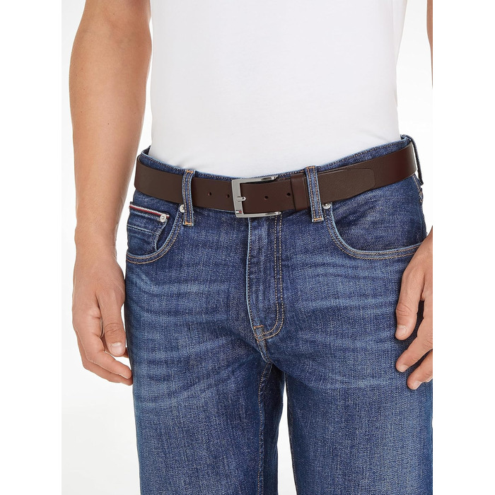 Шкіряний ремінь Tommy Hilfiger NEW ALY темно-синій/коричневий (Testa Di Moro), ширина 3.5 см