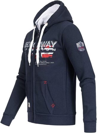 Чоловіча толстовка на блискавці Geographical Norway з капюшоном, темно-синя, розмір XXL