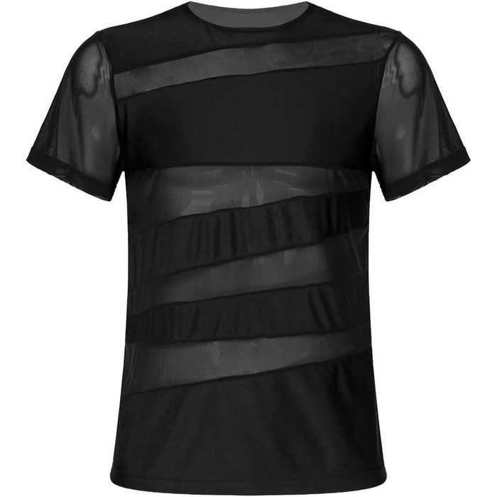 Чоловіча футболка з сітки для клубу, чорна. М'яка, прозора, дихаюча. Ідеальна для танців.