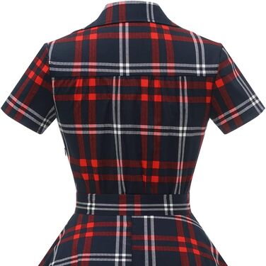 Сукня Rockabilly жіноча V-подібний виріз міді, святкова для весілля, вінтажна коктейльна (S, червоно-біла клітинка)
