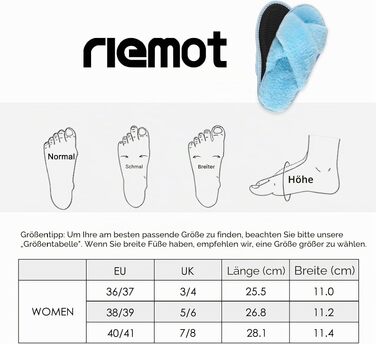 Жіночі плюшеві капці для дому riemot, м'які та теплі домашні тапочки (розмір 38/39 EU, синій колір)