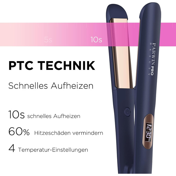 Випрямляч для волосся 2 в 1 PARWIN PRO BEAUTY: стайлер для випрямлення та завивки з нано-титановим покриттям, іонізацією та LCD-дисплеєм (130-230°C)