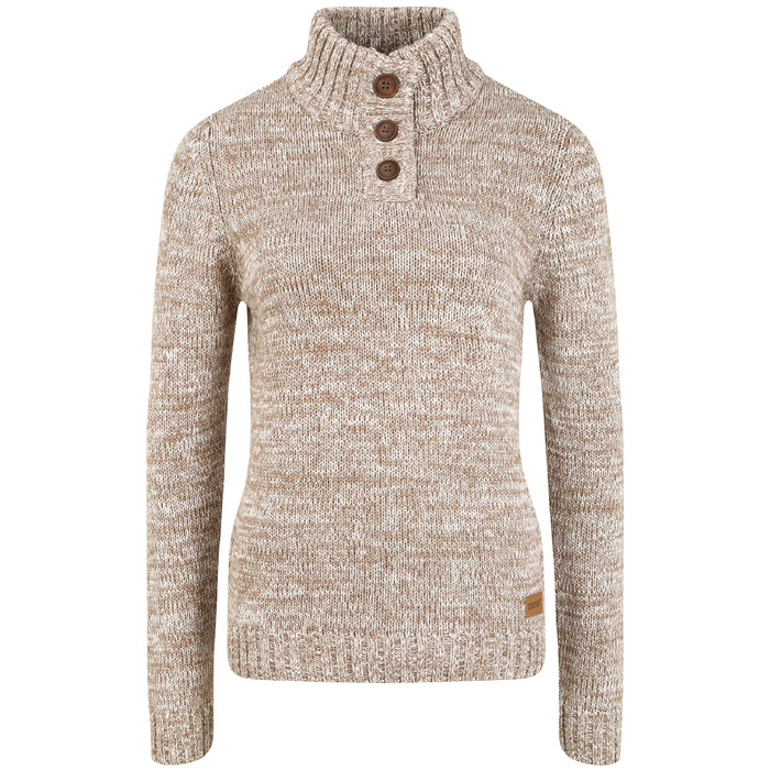 Жіночий в'язаний светр-тройєр OXMO OXPhilicita, груба в'язка, 100% бавовна, Regular fit, колір Dune, розмір L