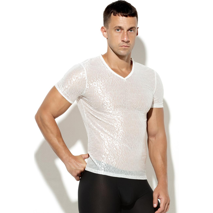 Костюм для рейву Casey Kevin для чоловіків, мереживний комплект (M, білий)