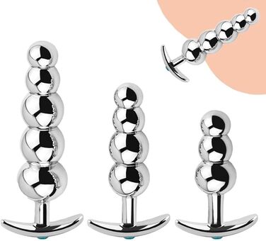 Анальні іграшки для дорослих: набір металевих анальних пробок з G-точком (3 шт.)