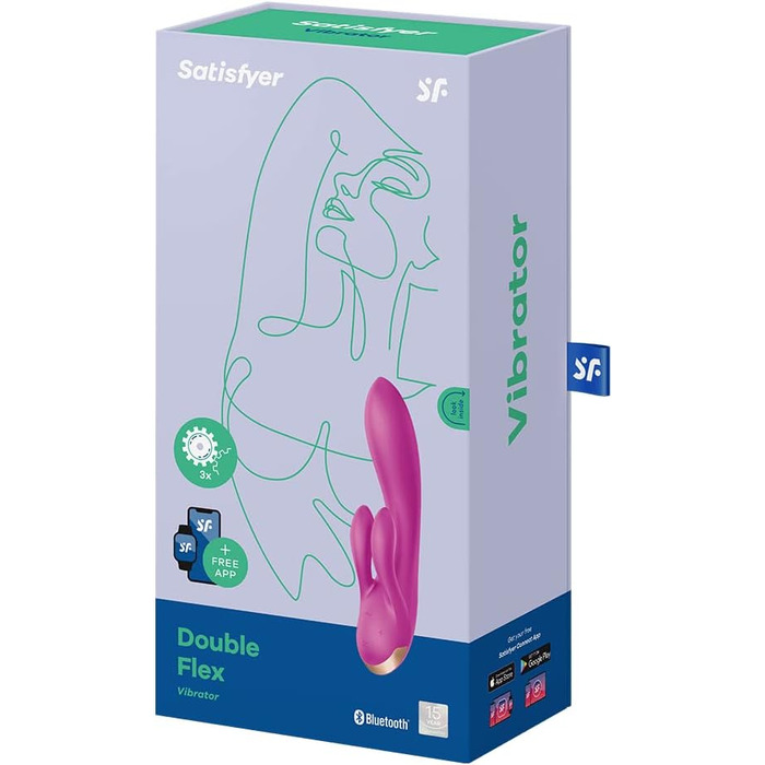 Вібратор Satisfyer Double Flex Connect з Bluetooth-додатком | Інтимні іграшки для жінок | Водостійкий (IPX7) | Силікон преміум-якості | Повторно заряджається, фіолетовий колір