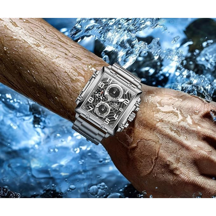 Чоловічий наручний годинник OLEVS Chronograph (2958 Срібло) — класичний кварцовий годинник з японським механізмом, шкіряним ремінцем, календарем та водою стійкістю
