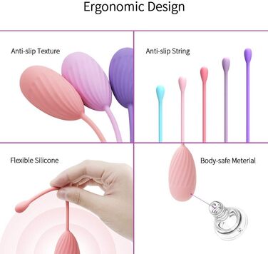 М'ячики для тренування м'язів тазу (5 шт.) для жінок – для контролю сечовипускання та вправ для м'язів тазу – повний набір для початківців та досвідчених