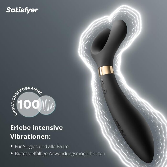 Вібратор для пар Satisfyer Endless Fun: 33 функції, 100 вібрацій | Сильний та тихий для жінок та чоловіків | Іграшка для дорослих, як дildo та для стимуляції клітора | Чорний | 1 шт.
