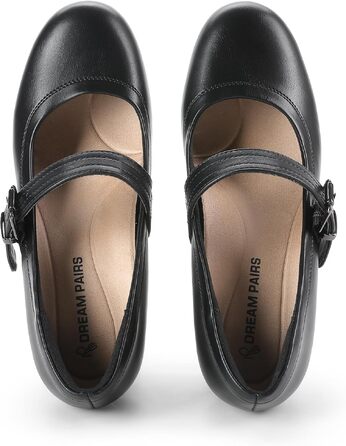 Жіночі туфлі Mary Jane DREAM PAIRS на масивному високому каблуку, класичні чорні pumps для вечірніх суконь (розмір 41 EU, чорний)
