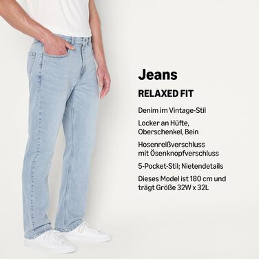 Чоловічі джинси Amazon Essentials Relaxed Fit, світло-блакитний колір (Light Ice), 35W / 34L