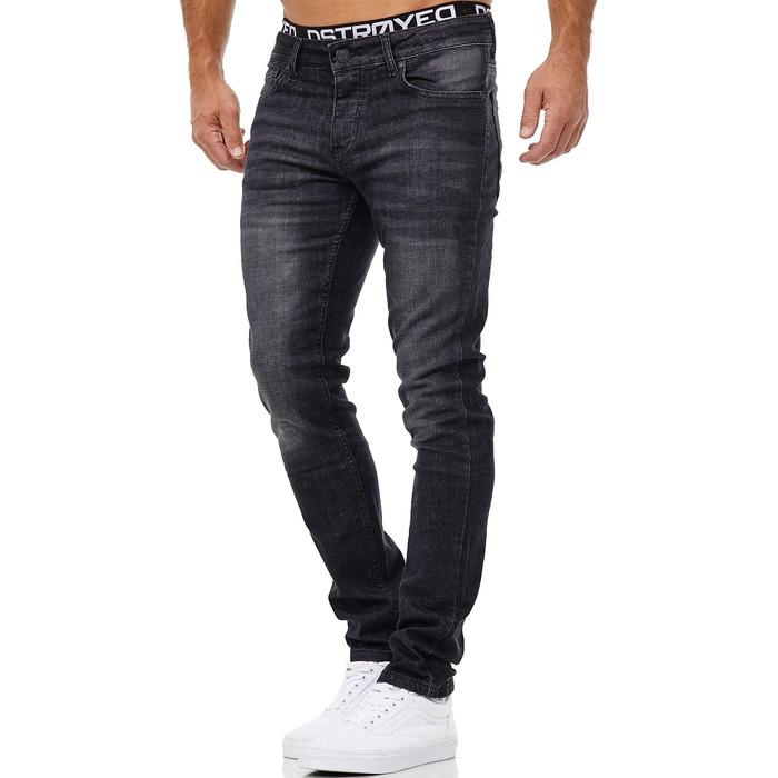 Чоловічі джинси MERISH Slim Fit з ефектом Stretch, дизайнерські денімові штани, чорні (42W / 32L, арт. 9148-2100)