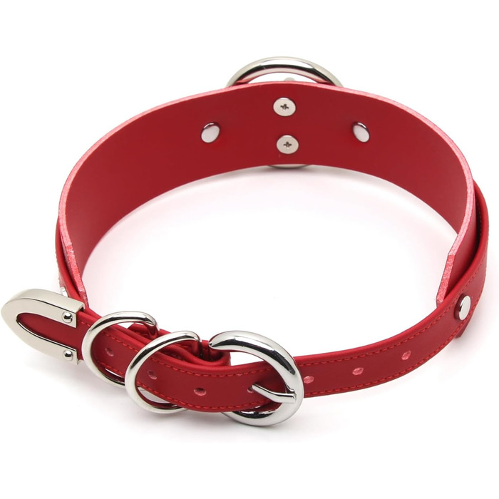 Чокер Lalatia з кільцем на шиї: стильна шкіряна шийна прикраса (червоний, срібло)