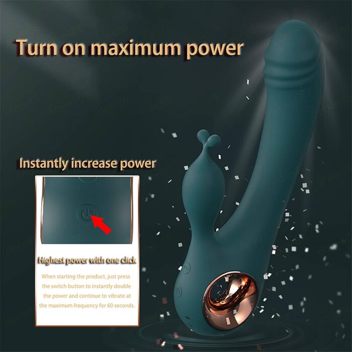 Вібратор Rabbit Realistische Вібратори для жінок: стимуляція клітора та G-точки, 10 режимів, тихий, темно-зелений