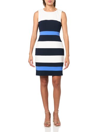 Сукня жіноча Tommy Hilfiger Adaptive Scuba Crepe Colorblock облягаючого силуету (32, Білий/Блакитний/Синій)