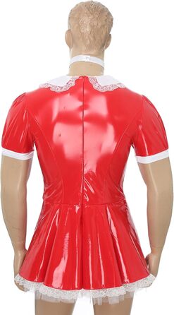 Костюм покоївки Inhzoy для чоловіків: червоне лакове плаття з нашийником, комплект для вечірки, карнавалу, Хелловіну, косплей, розмір XXL