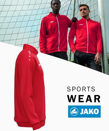 Спортивна куртка JAKO One унісекс із переробленого поліестеру з функцією Keep Dry для тренувань та відпочинку, червона, розмір L
