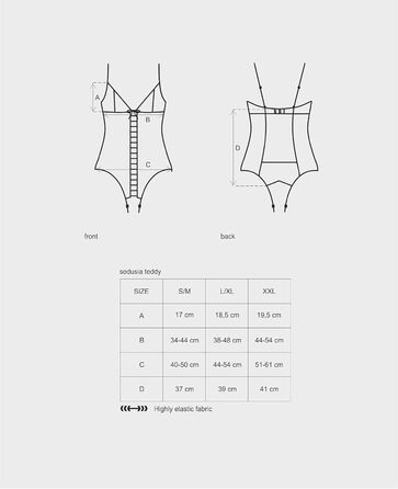Корсет-боді Obsessive Zarter з витонченою мереживом та шнуванням, чорний (XXL), подарункова коробка
