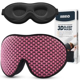 Маска для сну INNELO 3D з ефектом повного блокування світла, дихаюча маска з ефектом пам'яті (Memory Foam) для чоловіків та жінок, рожева