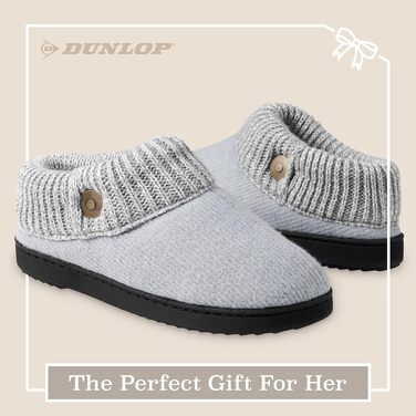 Жіночі домашні капці DUNLOP з підкладкою Sherpa Fleece та Memory Foam, протиковзкі тапочки світло-сірі, розмір 39 EU