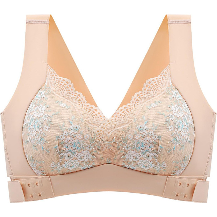 Бюстгальтер Necalisi без кісточок з застібкою на блискавку спереду, мереживний, з перехресними бретелями, квітковий, сексуальний топ-кроп, бюстгальтер без кісточок, пуш-ап, екстремальний (48 / 110C, світло-жовтий)