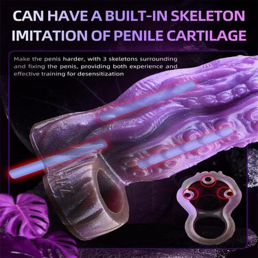 Чохол для статевого члена з нековзким покриттям, потовщений, кільце для яєчок, відкритий чохол для статевого члена, збільшення статевого члена, рукав для статевого члена для збільшення ерекції, затримка еякуляції, іграшка для дорослих для чоловіків, фіоле