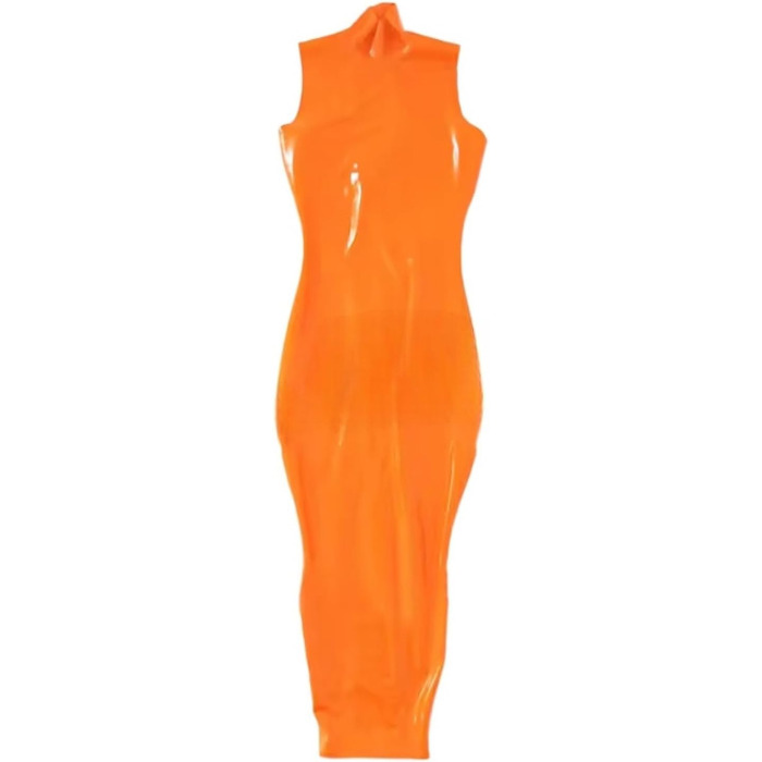 Комбінезон з латексу DDINGHOONQPODFR для жінок, фетиш-костюм, обгортання стегон для чоловіків, довгі рукави, XS, оранжевий