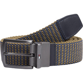 Чоловічий ремінь Tommy Hilfiger Denton Elastic Rev (AM0AM14574) двосторонній, еластичний, колір Khaki Platinum Olive, розмір 85