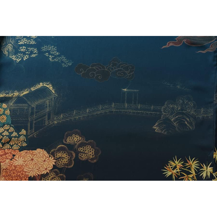 Халат жіночий Ledamon, довгий, квітковий, темно-синій (однорозмірний)