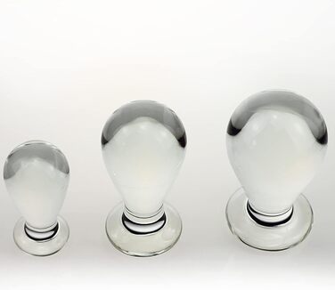 Сет анальних пробок ScreaAss з скла, 3 шт. (4/5/6 см), для жінок та чоловіків, анальні намиста, стимулятор G-точки, прозорий набір