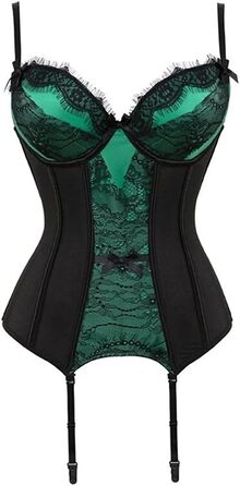 Корсет-топ бюстгальтер: сексуальна спідня білизна з мереживом та сіткою, Push Up, для корекції талії, готичний стиль, колір зелений, розмір L