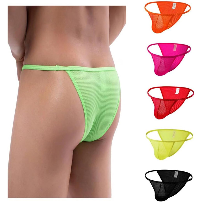 Чоловіча трусика-танга Faringoto з сітки, низька талія, Sissy T-back, 6 кольорів (M)