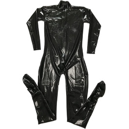 Латексний боді для чоловіків JVHGE чорного кольору, фетиш-костюм, боді з презервативом та шкарпетками, косплей, унісекс, розмір XXL