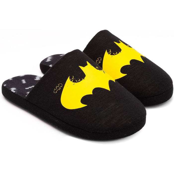 Чоловічі домашні капці DC Comics Batman Dark Knight з жовтим логотипом, чорні, розмір 45/46 EU