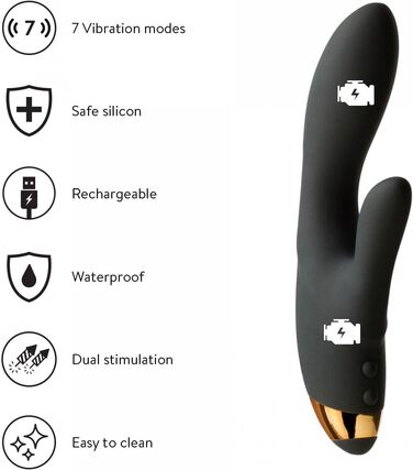 Вібратор Amorelie Virgo Premium для клітора та G-точки, чорний, 2x7 режимів, подвійний мотор