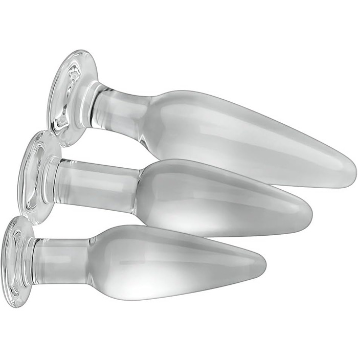 Анальні іграшки для дорослих: набір з 3 шт. (кришталь, конічної форми) для стимуляції G-точки, для жінок, чоловіків, пар