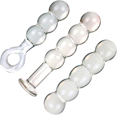 Скляний дилдо ZDJBFA 50 мм, 3 перлини: анальні кульки, масаж простати, стимуляція G-точки, для жінок