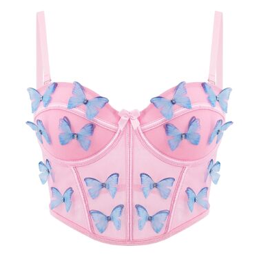 Топ-бралетта з квітковою вишивкою Tetudineu для жінок, рожевий, блакитний (S)