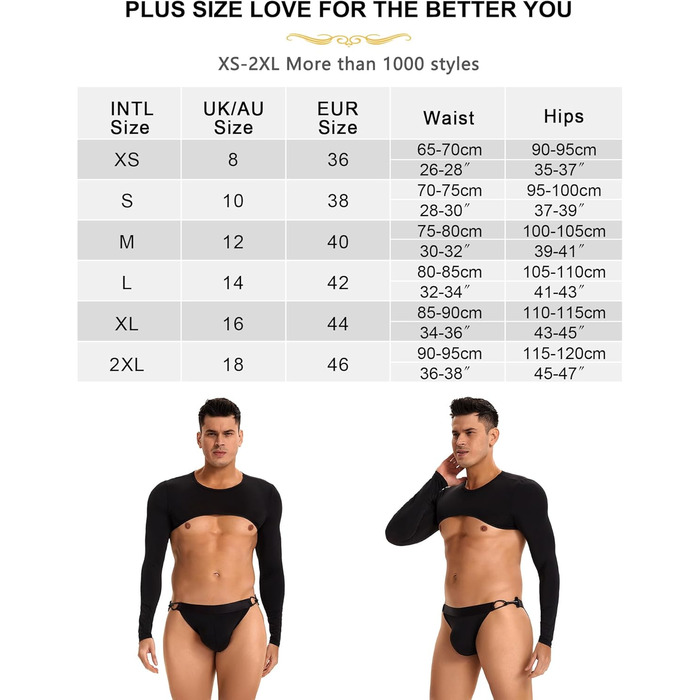 Костюм для чоловіків Ohmydear: сексуальна спідниця з довгим рукавом з шовку та шорти, чорний, XL